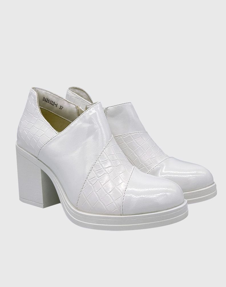 Botin para mujer charol con taco Blanco-2