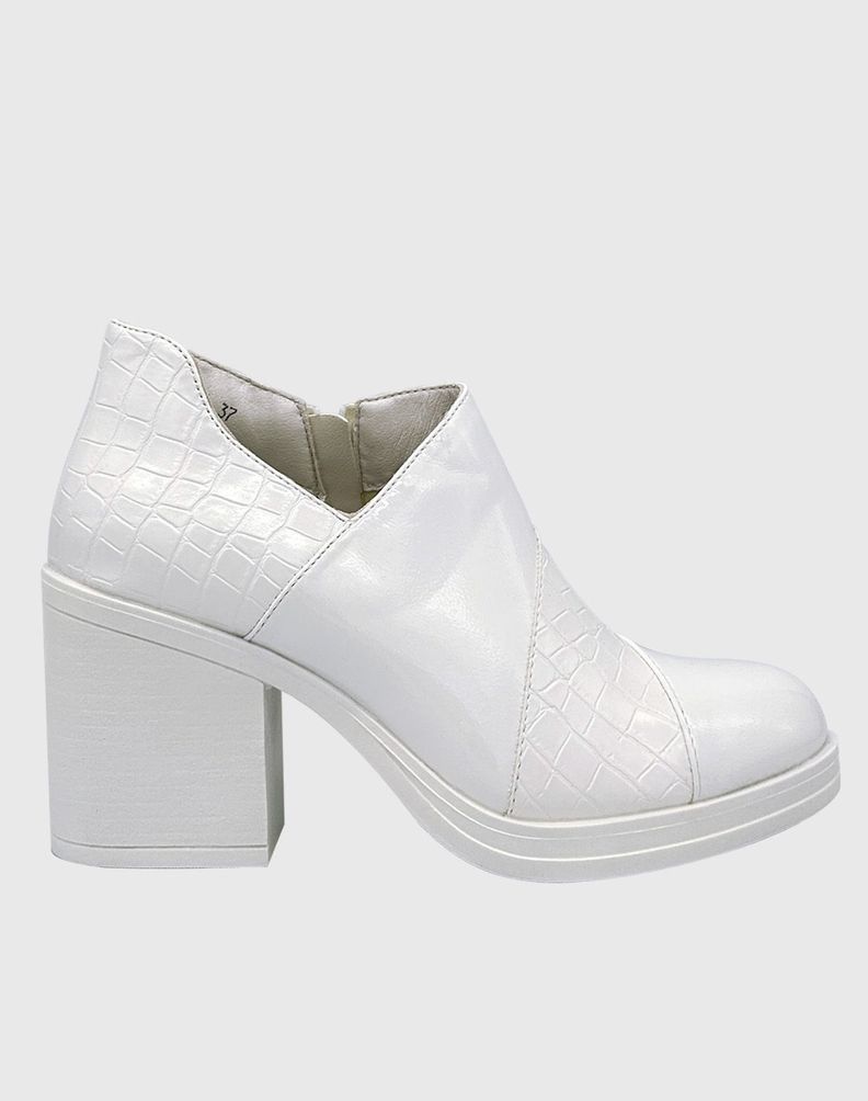 Botin para mujer charol con taco Blanco-3