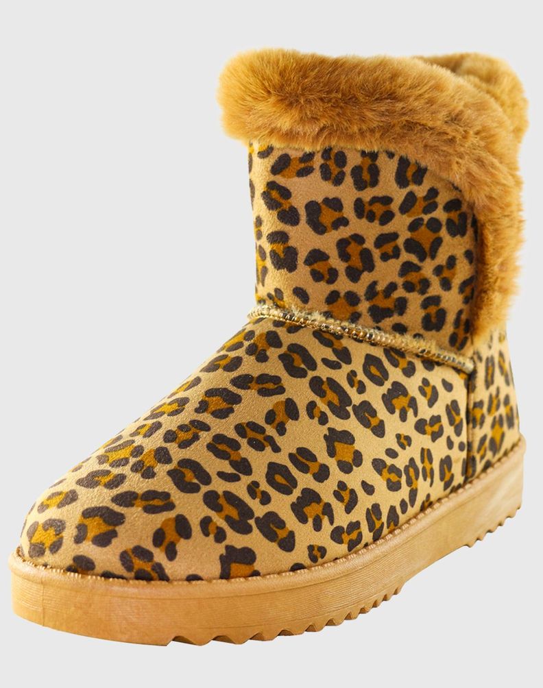 Botin get up furry Leopard camel Danicolle-0