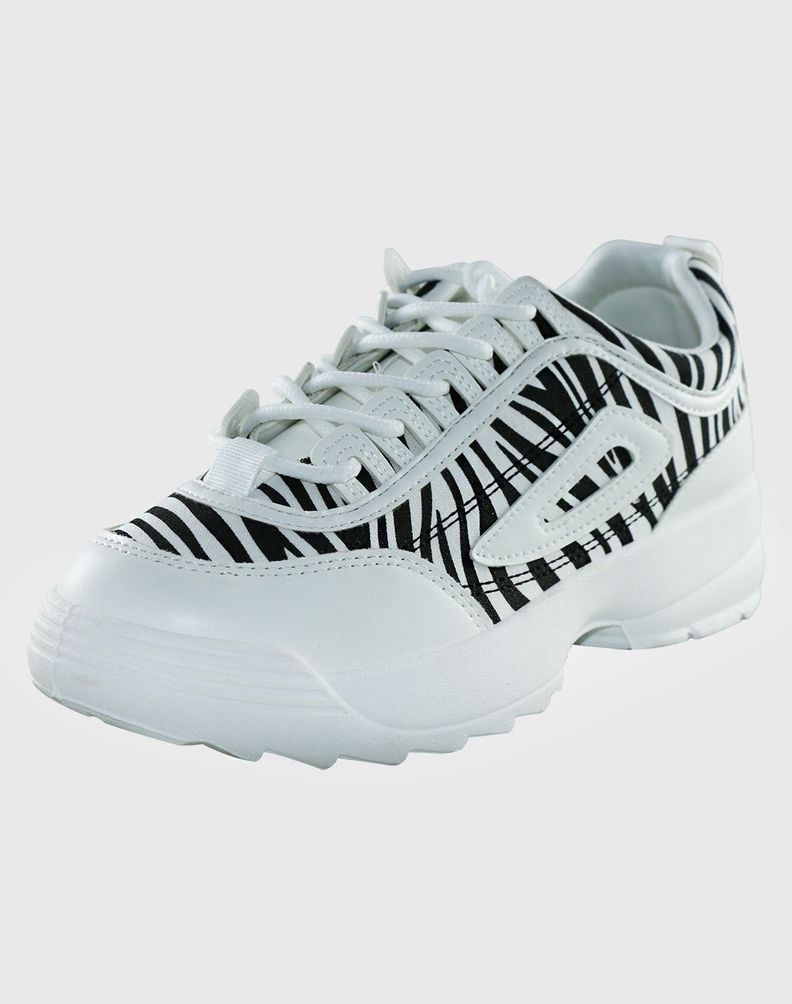 Zapatilla print Zebra Blanco-0