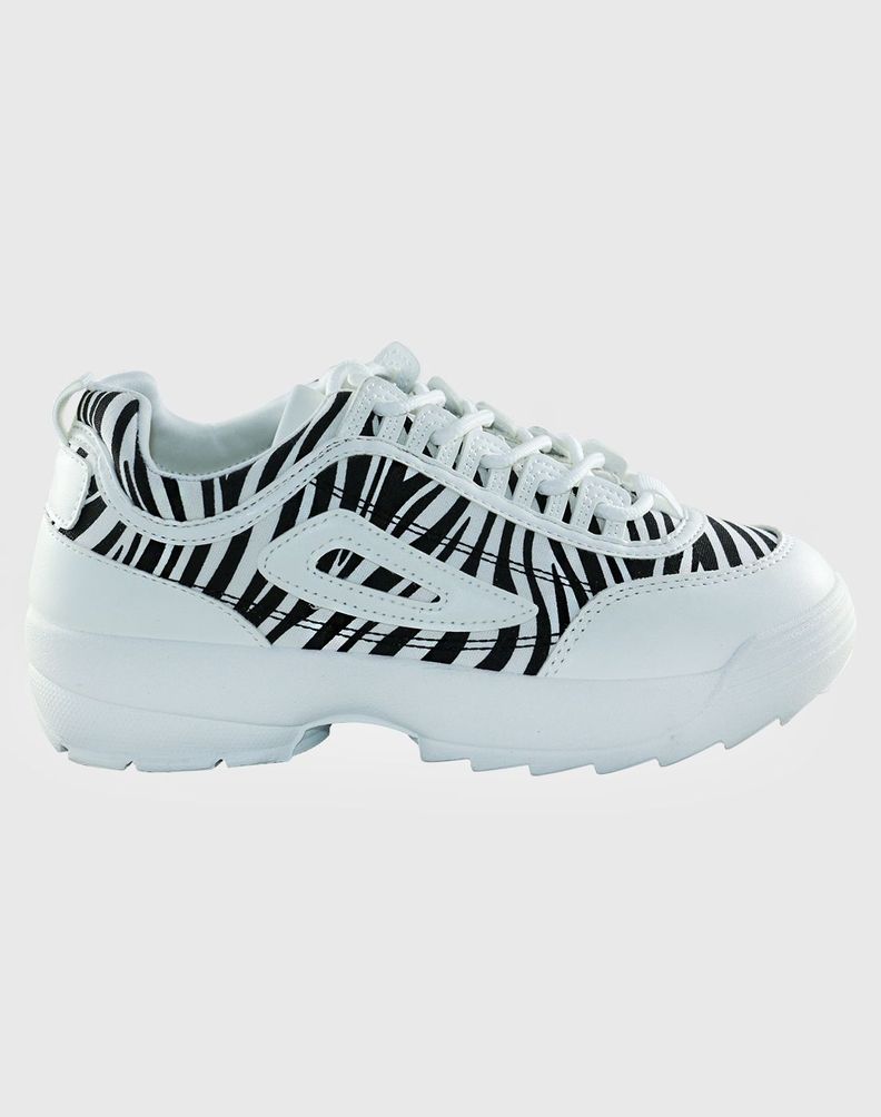 Zapatilla print Zebra Blanco-3