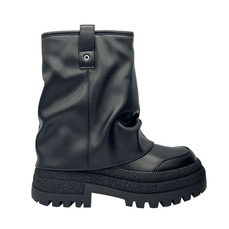 Botin color negro para mujer con plataforma ancha y caña-0