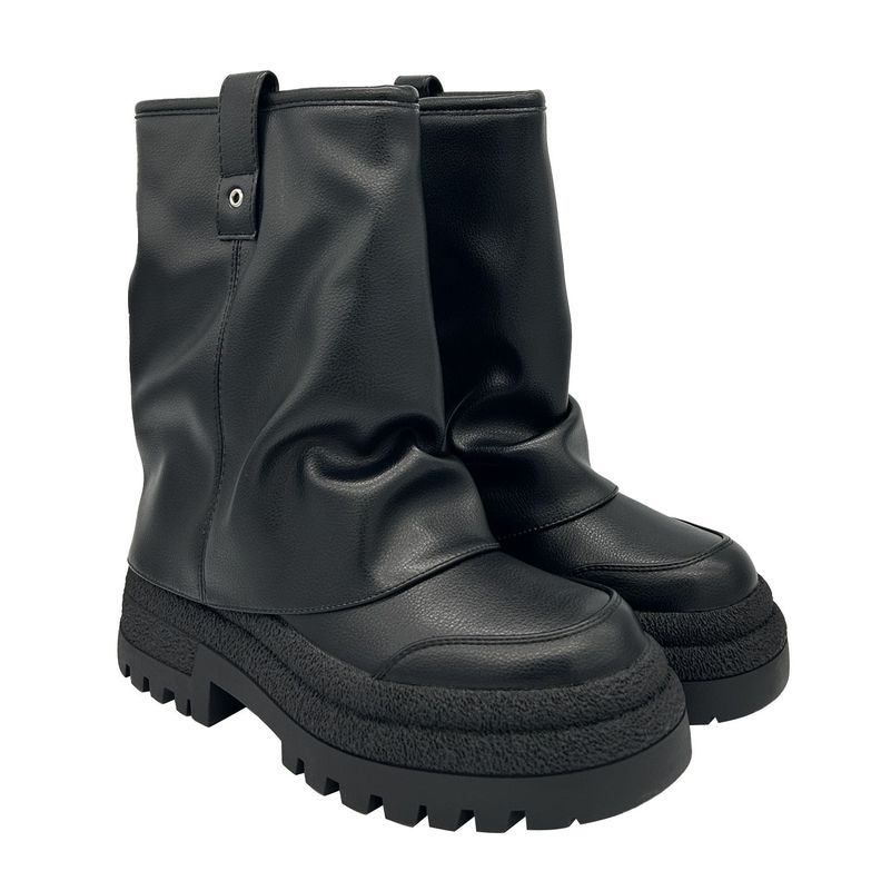 Botin color negro para mujer con plataforma ancha y caña-2