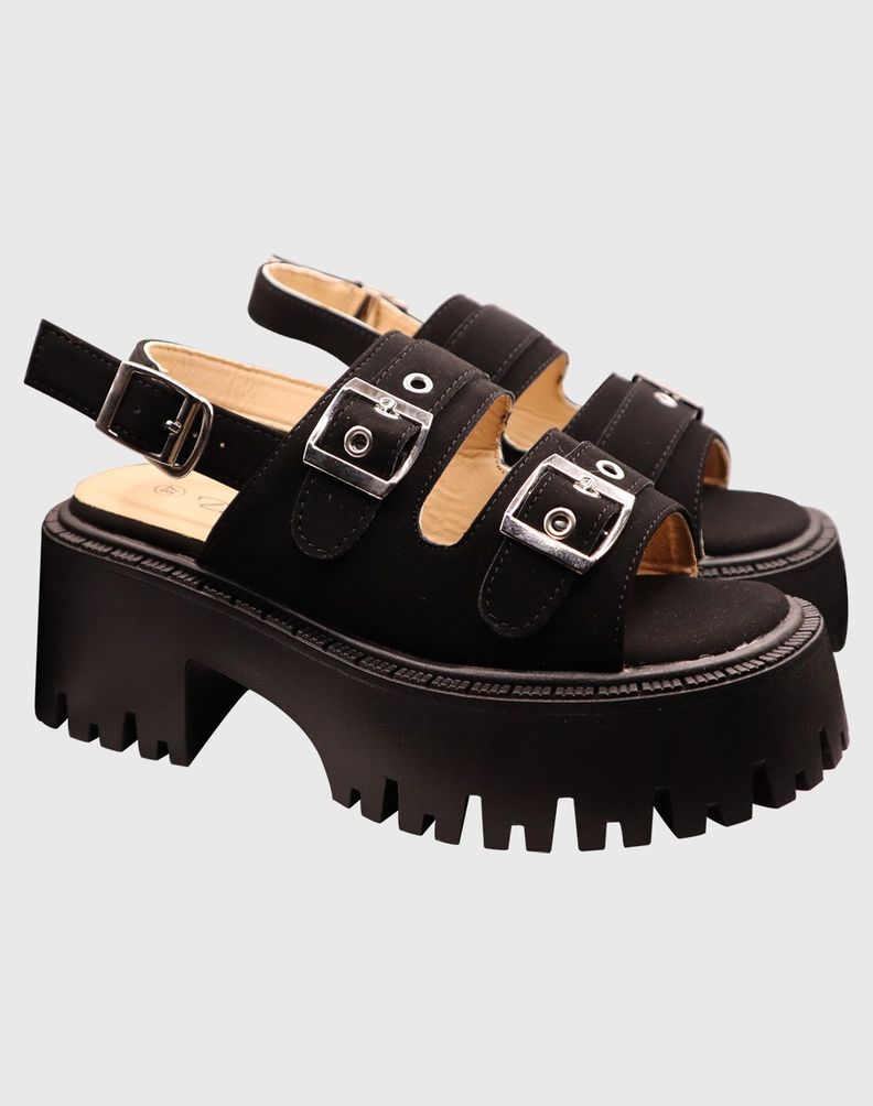 Sandalia Triple Hebilla Negro-1