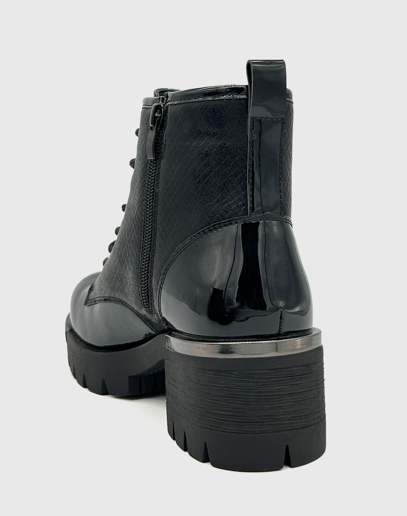 Botin caña alta, punta redonda y con cordones Negro-1