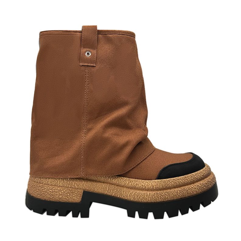Botin color Camel para mujer con plataforma ancha y caña-0