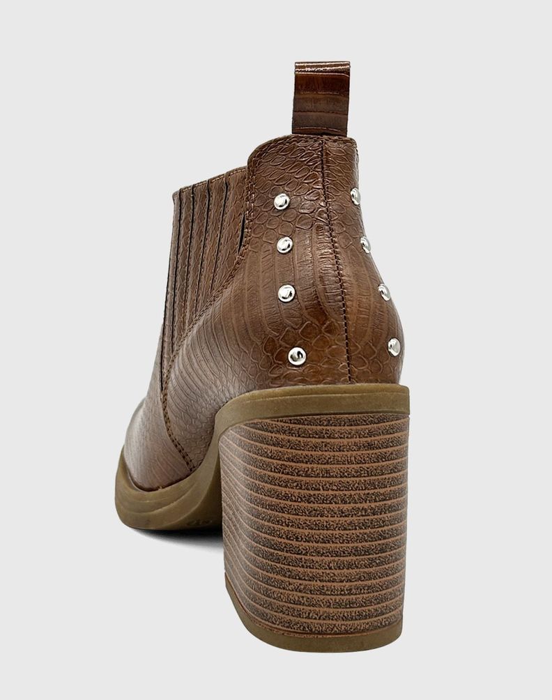 Botin para mujer elasticado con taco Café-3