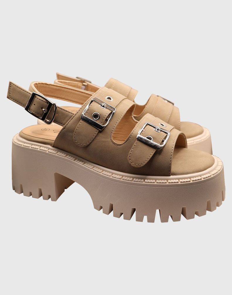 Sandalia Triple Hebilla Beige-1