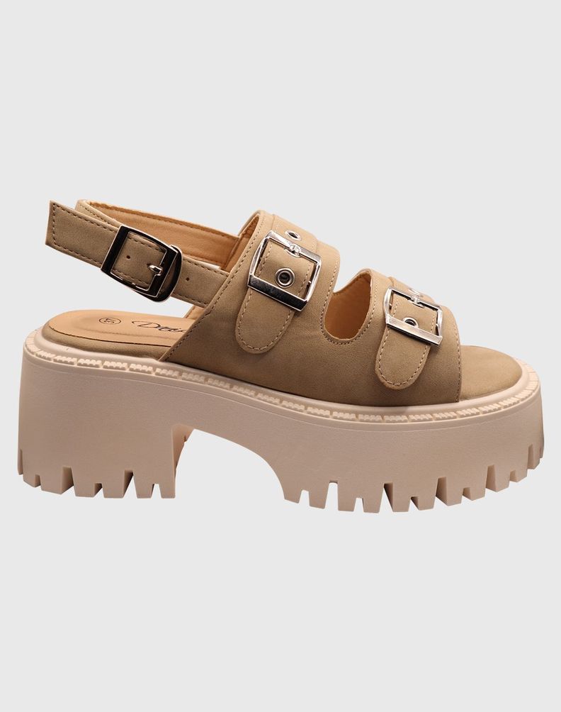 Sandalia Triple Hebilla Beige-3