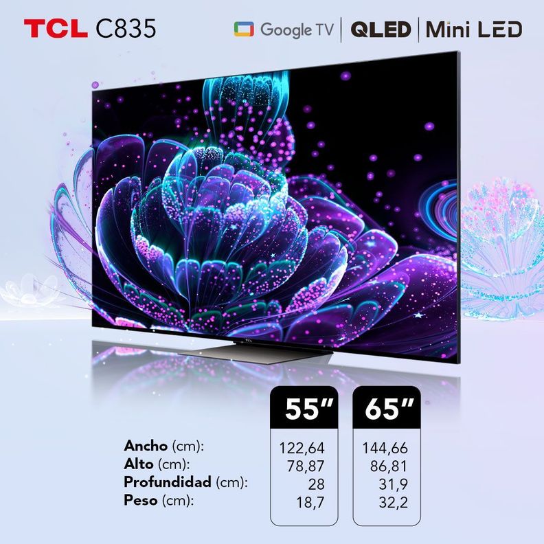 QLED 65" TCL 65C835 Miniled 4K HDR Smart TV Google TV -9