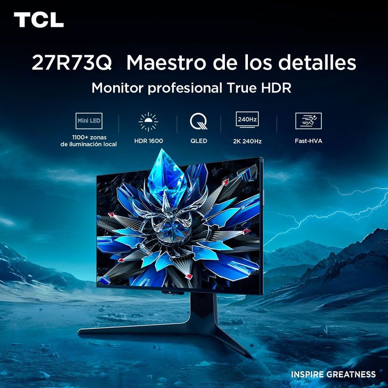 Monitor Gamer TCL 27" R73Q 240Hz HDR QD-MiniLED 1ms-1