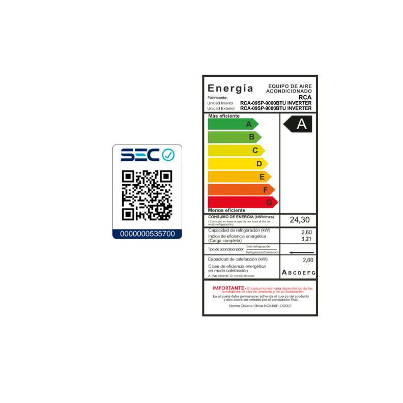 Aire acondicionado Inverter Split Muro 9000 BTU/hr-4