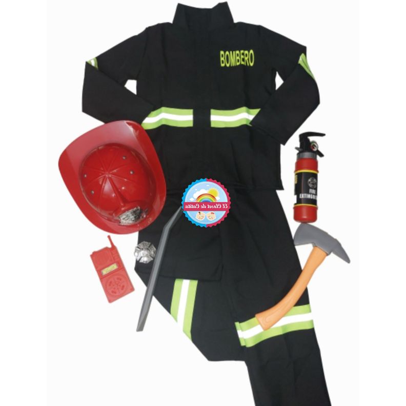 Disfraz Bombero Con Casco Y Accesorios-0