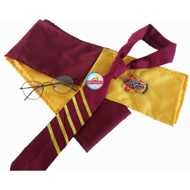 Set 3 Accesorios Disfraz Harry Potter Casa Gryffindor Bufanda, Lentes Y Corbata-1