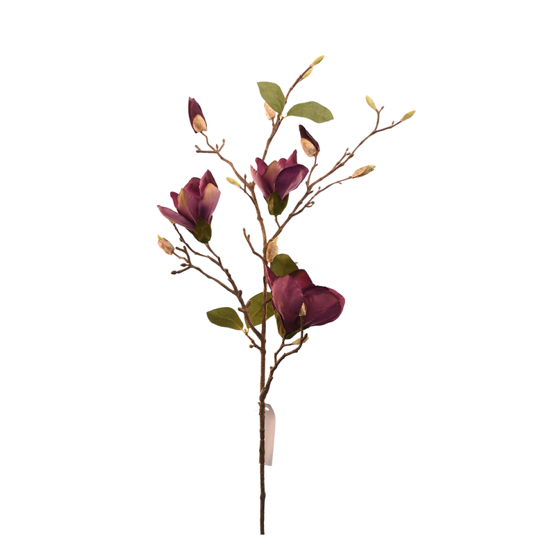 Magnolio Artificial en Flor morado, rama decorativa de 87cm-0