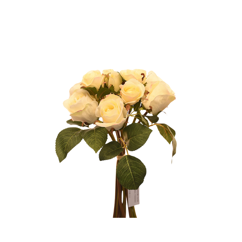 Ramo de 12 rosas blancas artificiales de 27 cm-0