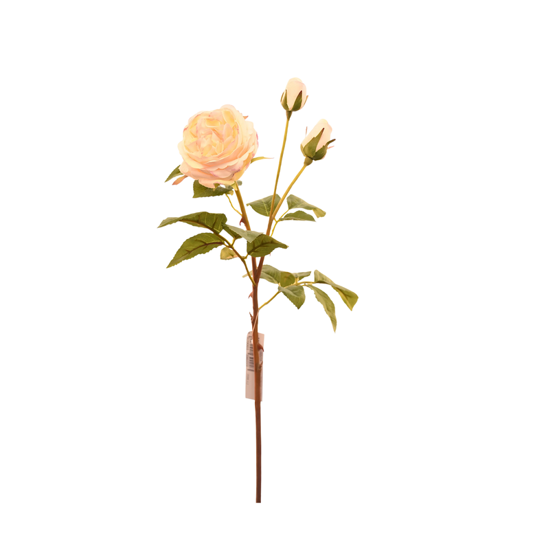 Flor de rosa artificial color crema de 59 cm