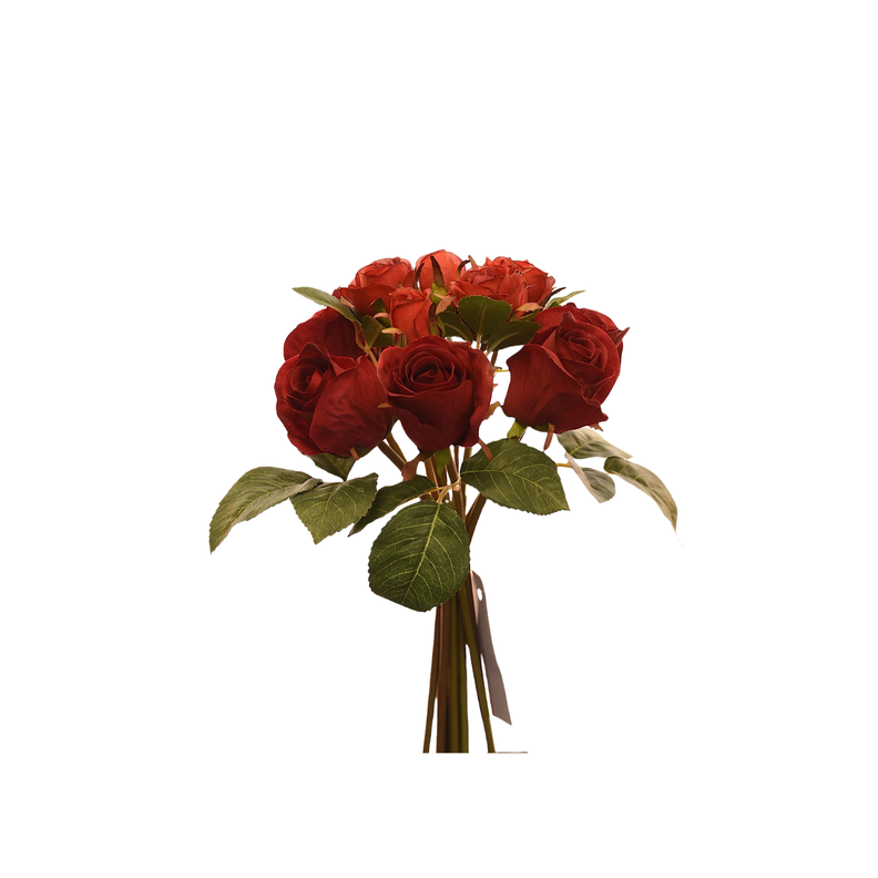 Ramo de 12 rosas rojas artificiales de 27 cm-0