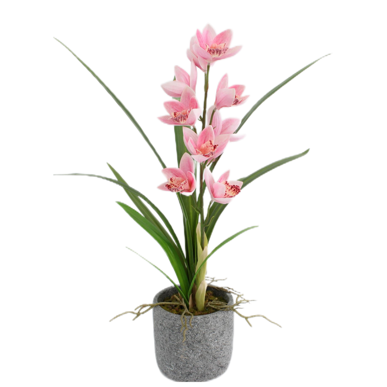 Planta Orquídeas salvajes naranjas artificial es de 56 cm en macetero-1