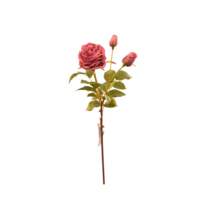 Flor de rosa artificial color rosado oscuro de 59 cm-1