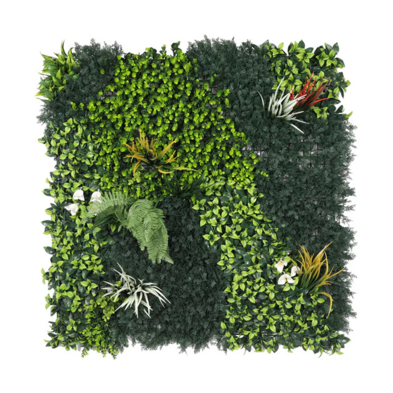 Pasto Mural Artificial Premium Con Flores Mixtas 100 X 100 cm. Con Protección UV-1