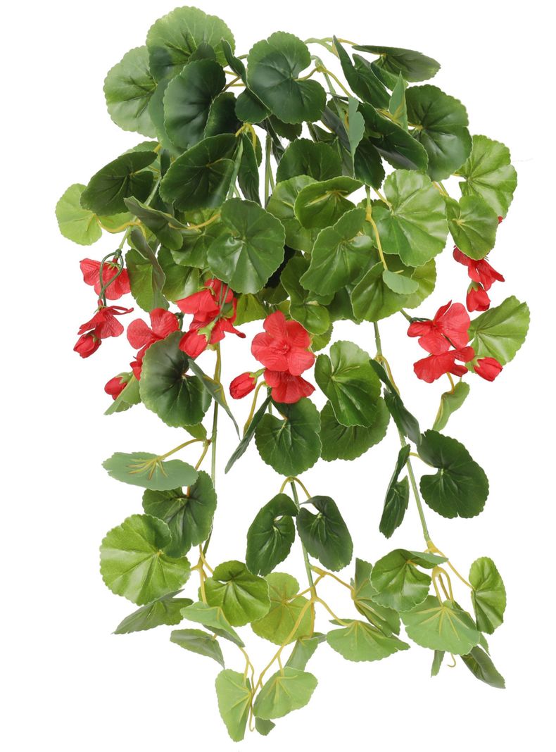 Enredadera colgante con flores rojas, 86 hojas, 6 flores de 60 cm-0