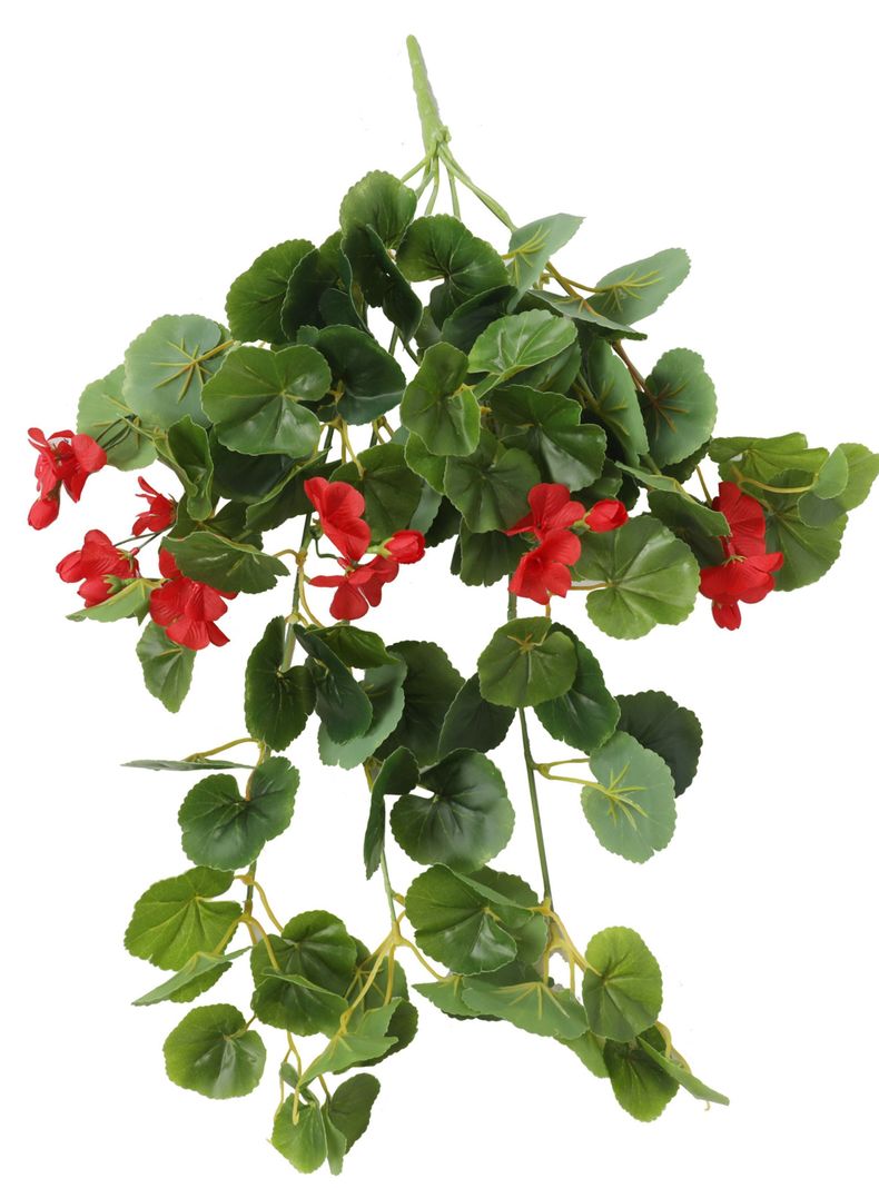Enredadera colgante con flores rojas, 86 hojas, 6 flores de 60 cm-2