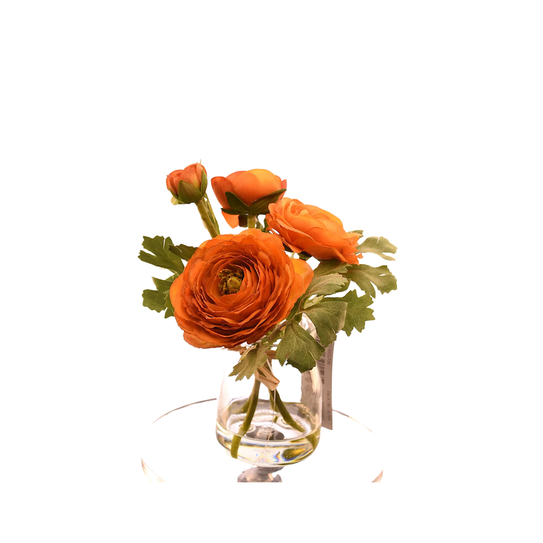 Arreglo de flores  artificiales naranja de 18 cm en florero de vidrio-0