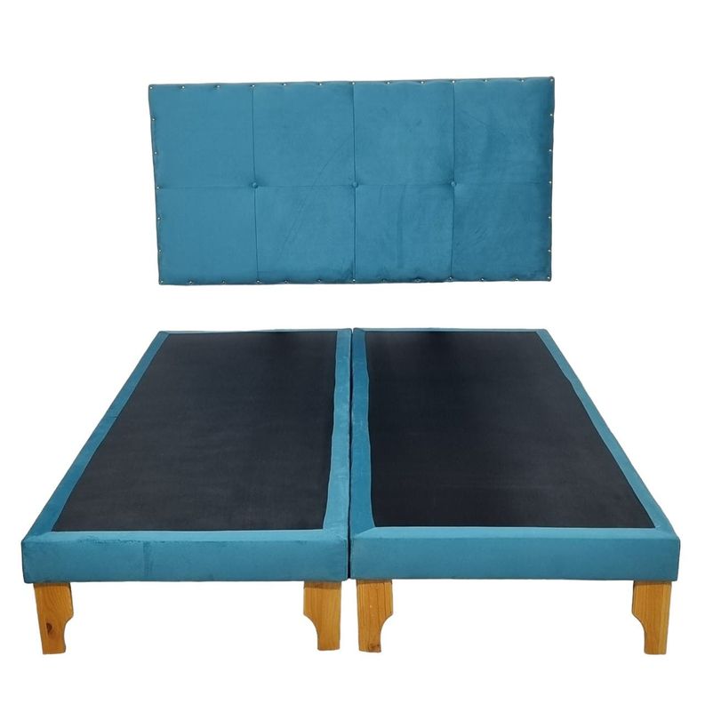 CAMA EUROPEA DOS PLAZAS FELPA TURQUESA-0