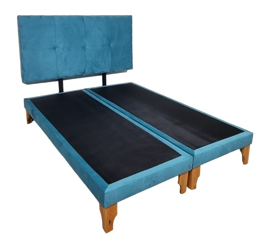 CAMA EUROPEA DOS PLAZAS FELPA TURQUESA-1
