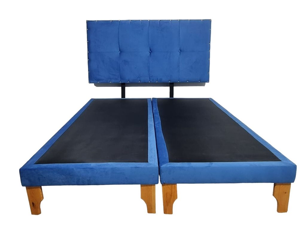 CAMA EUROPEA DOS PLAZAS FELPA AZUL-0
