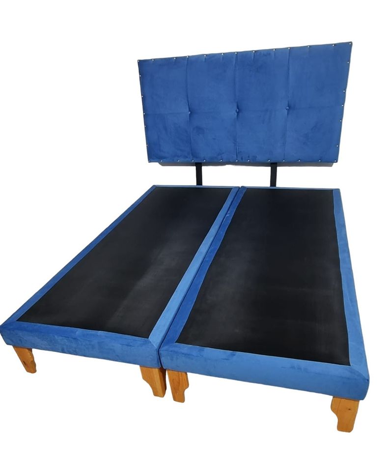 CAMA EUROPEA DOS PLAZAS FELPA AZUL-1