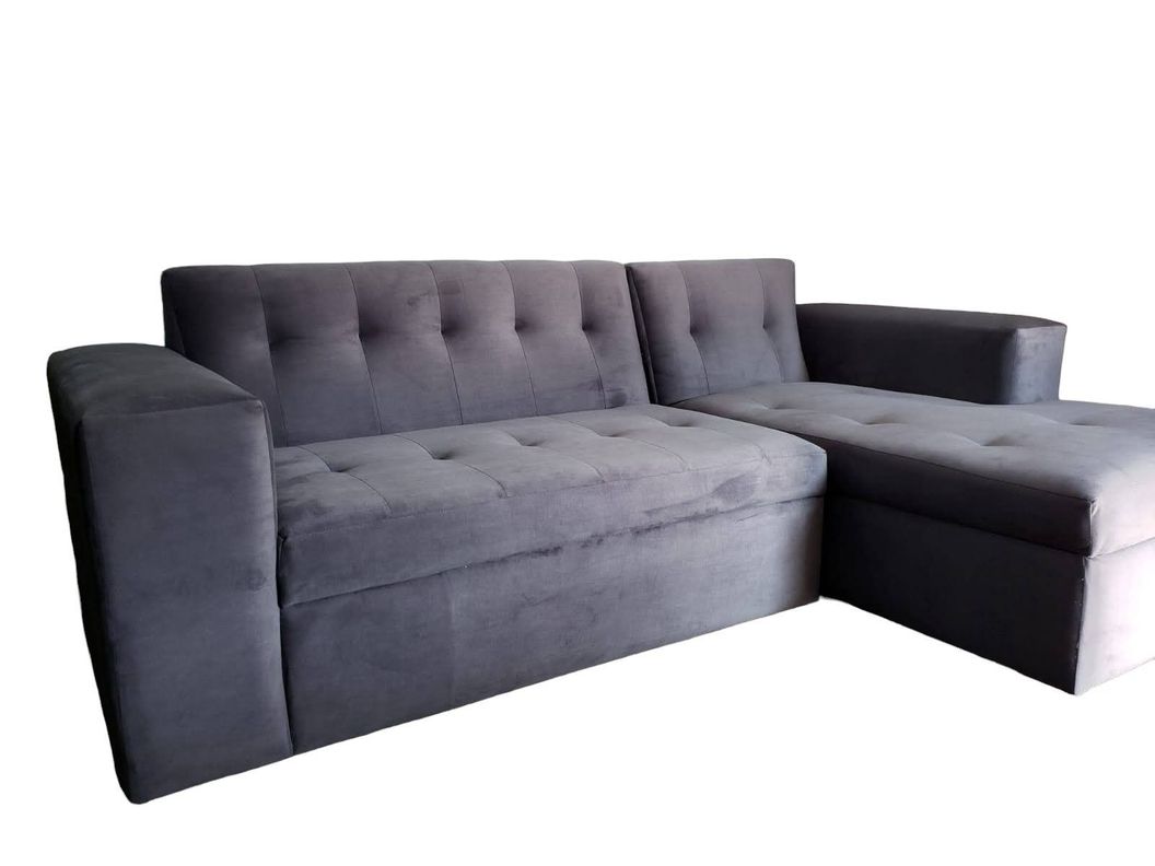 SOFA SECCIONAL DERECHO FELPA GRIS OSCURO-0