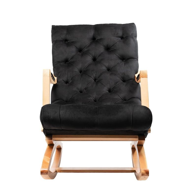 SILLA MECEDORA CON APOYA BRAZO FELPA NEGRA-2