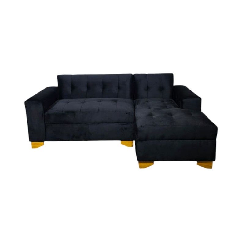 SECCIONAL FELPA NEGRA DIVAN DERECHO