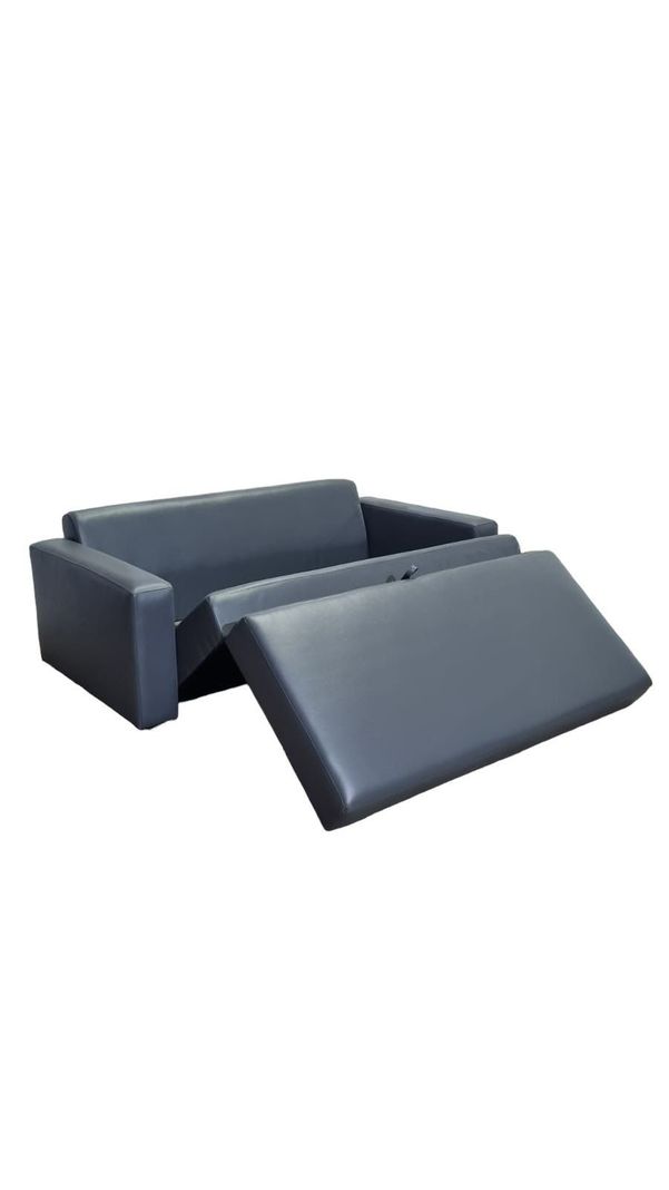 SOFA CAMA MULTIFUNCIONAL ECOCUERO GRIS-2
