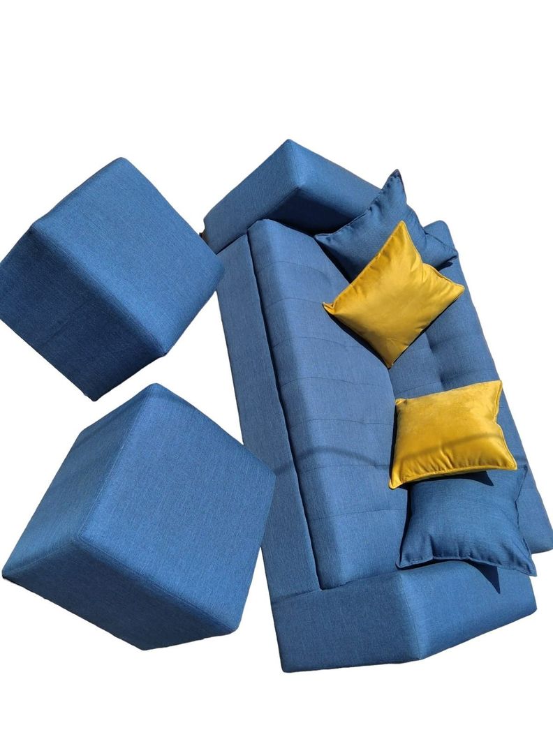 SOFA DOS CUERPOS MAS POUF LINO INDIGO-1