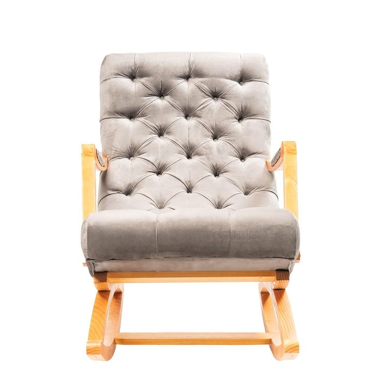 SILLA MECEDORA CON APOYA BRAZO FELPA GRIS-2
