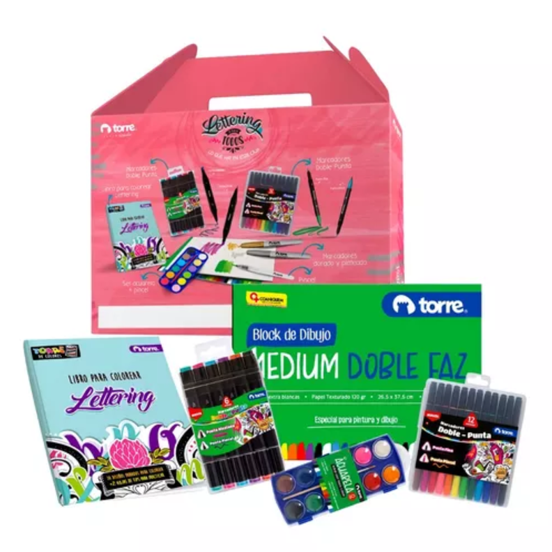 Caja Kit Para Escribir y Colorear Lettering Todos Torre-1