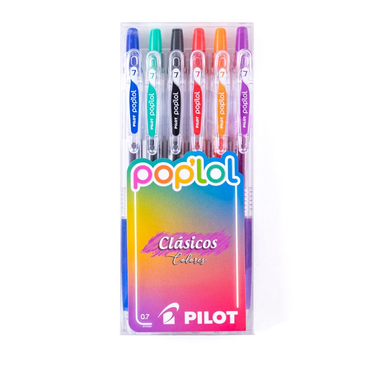 Set 6 Lapiz gel POPLOL 0,7 Clasicos Pilot -0