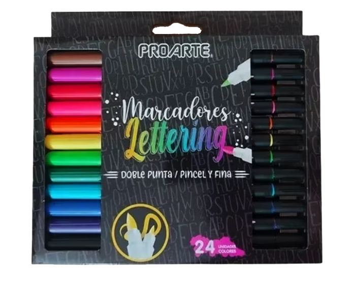 Pack Libro de caligrafia & Lettering N°1 + 24 Marcadores Lettering doble punta  -1