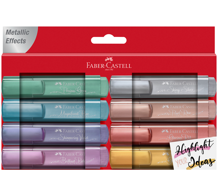 DESTACADORES METALICOS FABER CASTELL 8 COLORES-0