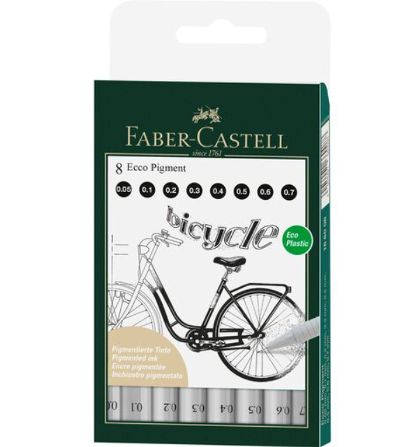 Estuche con 8 rotuladores calibrados Ecco Pigment, negro-0