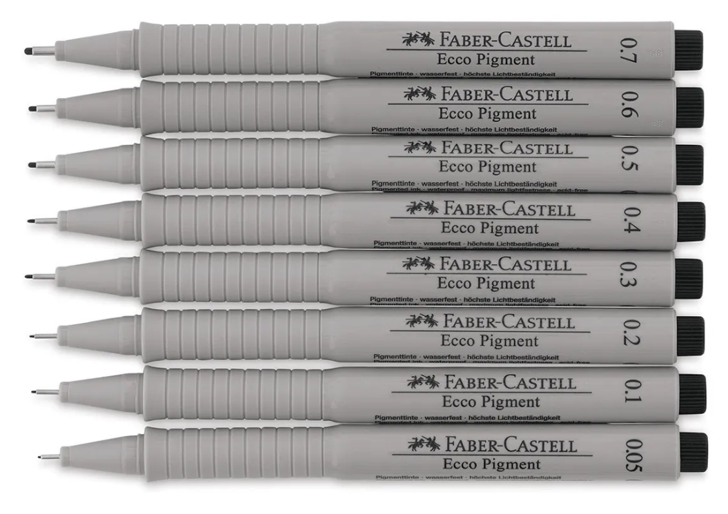 Estuche con 8 rotuladores calibrados Ecco Pigment, negro-1