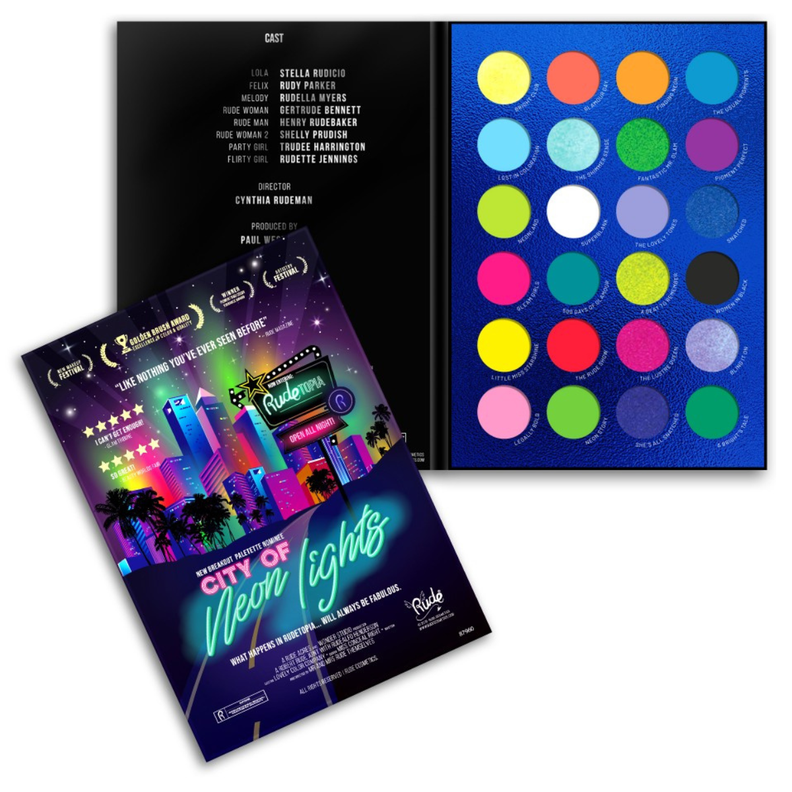 Paleta 24 Sombras Neon City Of Neon Lights Rude Cosmetics-0