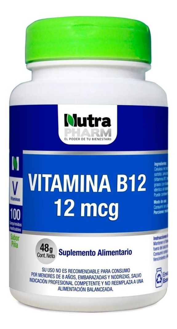 Vitamina B12 Cianocobalamina 12 Mcg Nutrapharm Vegano-0