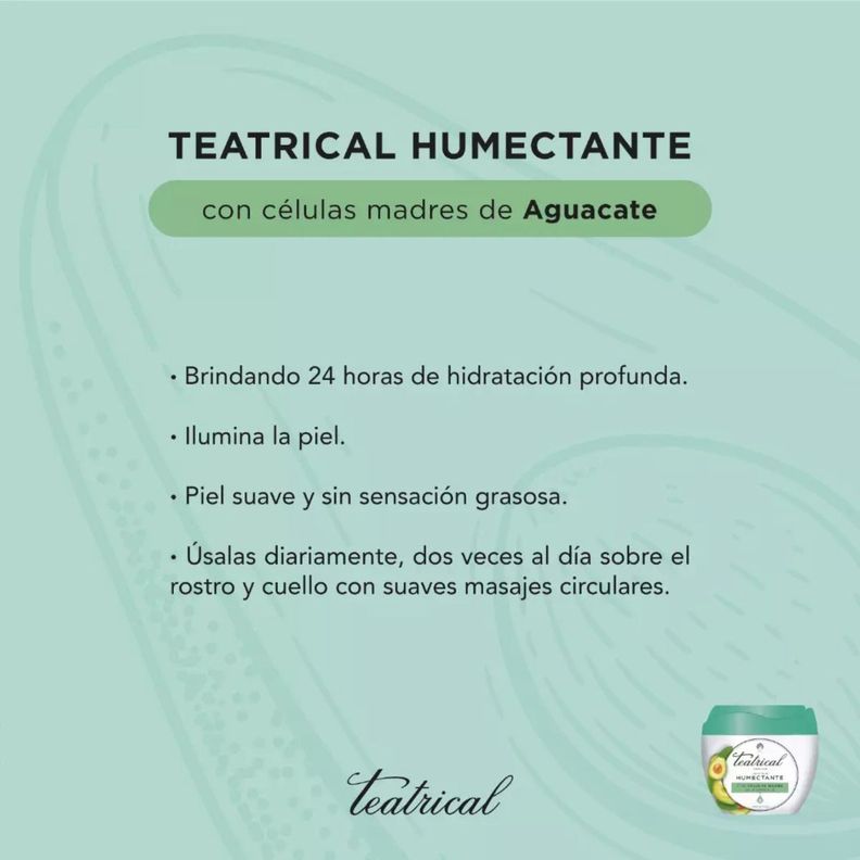 Crema Facial Humectante Teatrical Células Madre Aguacate100g-1
