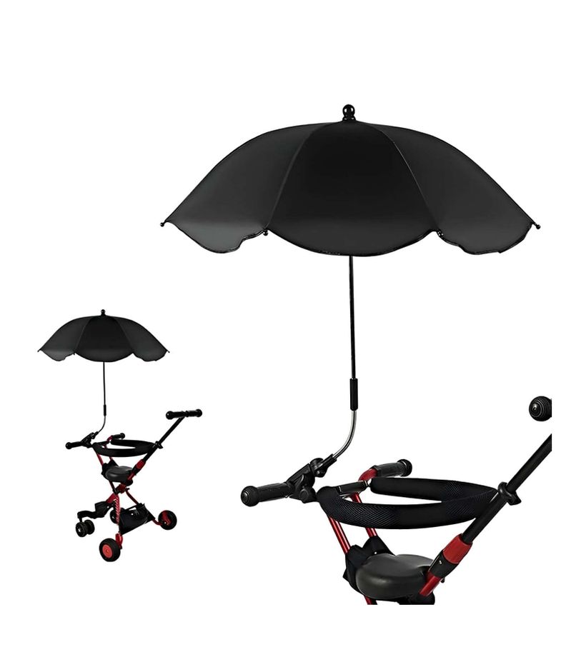 Sombrilla UV portátil para cochecito de bebé NEGRO