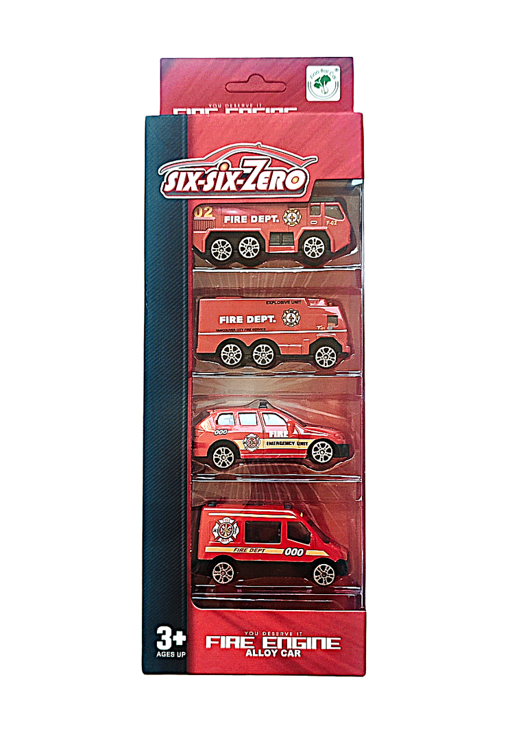 SET DE AUTOS METALICOS CAMION DE BOMBERO, ESCALA 1:64-0