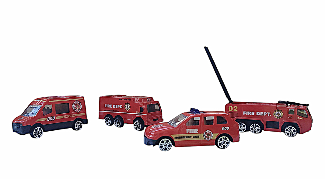 SET DE AUTOS METALICOS CAMION DE BOMBERO, ESCALA 1:64-1